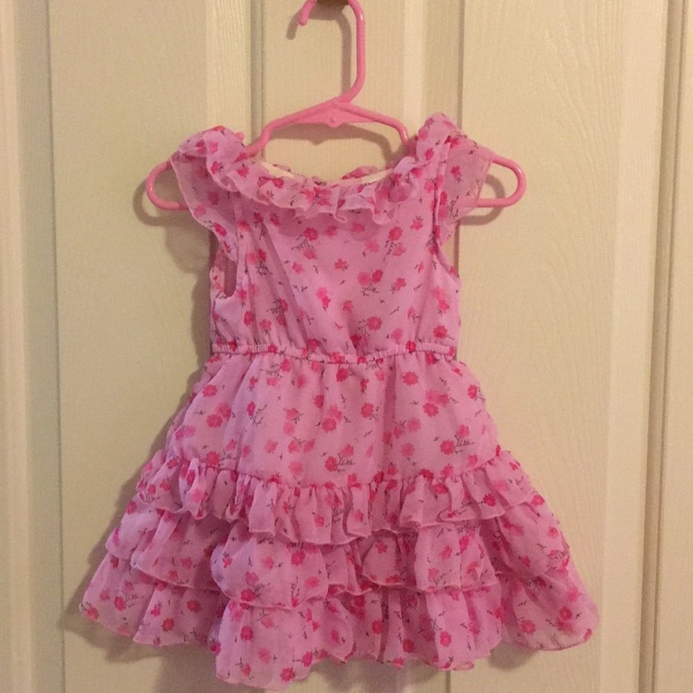 Pink floral ruffle baby girl's dress size 18m